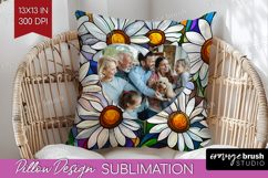 Stained Glass Photo Pillow PNG - Flowers Picture Frame Cover Product Image 1