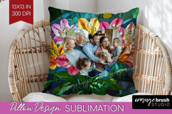 Stained Glass Photo Pillow PNG - Flowers Picture Frame Cover Product Image 1