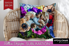 Stained Glass Photo Pillow PNG - Flowers Picture Frame Cover Product Image 1