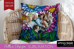 Stained Glass Photo Pillow PNG - Flowers Picture Frame Cover Product Image 1