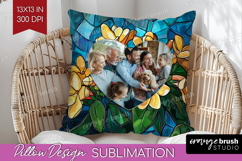 Stained Glass Photo Pillow PNG - Flowers Picture Frame Cover Product Image 1