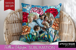 Stained Glass Photo Pillow PNG - Flowers Picture Frame Cover Product Image 1