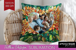 Stained Glass Photo Pillow PNG - Flowers Picture Frame Cover Product Image 1