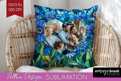 Stained Glass Photo Pillow PNG - Flowers Picture Frame Cover Product Image 1