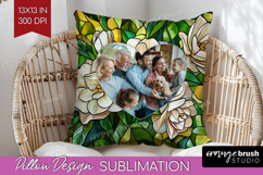 Stained Glass Photo Pillow PNG - Flowers Picture Frame Cover Product Image 1