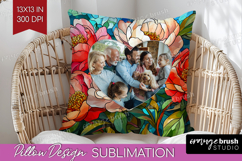 Stained Glass Photo Pillow PNG - Flowers Picture Frame Cover Product Image 1