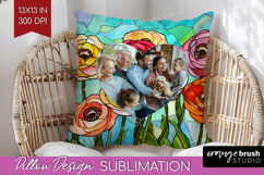 Stained Glass Photo Pillow PNG - Flowers Picture Frame Cover Product Image 1