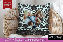Folk Flowers Photo Pillow PNG - Floral Picture Frame Pillow Product Image 1