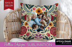Folk Flowers Photo Pillow PNG - Floral Picture Frame Pillow Product Image 1
