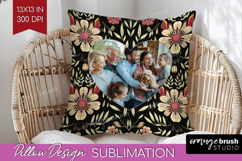 Folk Flowers Photo Pillow PNG - Floral Picture Frame Pillow Product Image 1