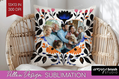 Folk Flowers Photo Pillow PNG - Floral Picture Frame Pillow Product Image 1
