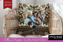 Folk Flowers Photo Pillow PNG - Floral Picture Frame Pillow Product Image 1