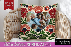 Folk Flowers Photo Pillow PNG - Floral Picture Frame Pillow Product Image 1