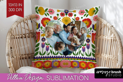 Folk Flowers Photo Pillow PNG - Floral Picture Frame Pillow Product Image 1