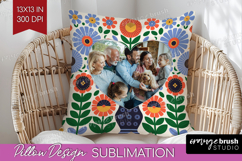 Folk Flowers Photo Pillow PNG - Floral Picture Frame Pillow Product Image 1