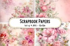 4 Pink Floral Shabby Chic Backgrounds Scrapbook papers