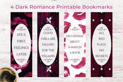 4 Cute Smut Dark Romance Printable Bookmarks Gothic PNG Product Image 1