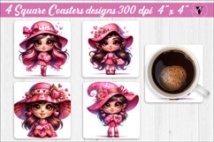 Square Coasters | Valentines girl Gnomes Product Image 1