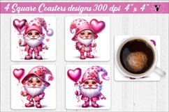 Square Coasters | Valentines Gnome with balloon Product Image 1