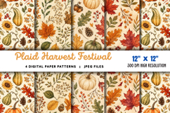 Plaid Harvest Festival Digital Paper JPG Product Image 1