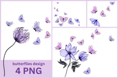 Pink XRay Butterflies PNG Clipart Product Image 1