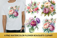 4 png Watercolor Flower Bouquets Clipart Product Image 1