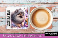 Dog Square Coaster - Dog Mom Floral Coaster Sublimation Product Image 1