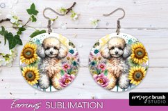 Poodle2 Earrings Dog Sublimation Floral PNG Product Image 1