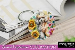 Poodle2 Keychain Dog Sublimation Floral PNG Product Image 1