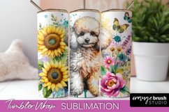 Poodle2 Tumbler Wrap Dog Sublimation Floral PNG Product Image 1