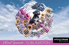 Portuguese Water Dog Wind Spinner Dog Sublimation Floral PNG Product Image 1