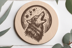 Howling Wolf Moon SVG Rustic Wood Engraving for Cricut Laser Product Image 3