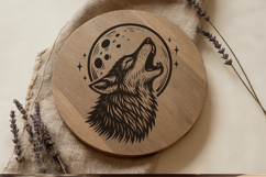 Wolf Howling at Moon SVG|Wild Animal Laser Engraving Files Product Image 3
