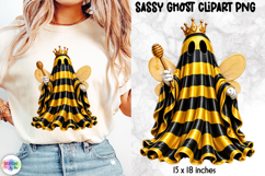Queen Bee Ghost PNG Cute Halloween Bee Clipart Product Image 1