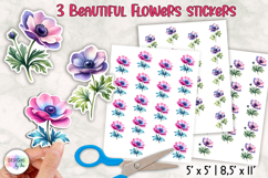 Floral Stickers | Anemones Flowers Sticker | Elegant Flowers Product Image 1