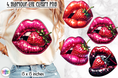 Glam Strawberry Lips Clipart PNG, Sparkly Lips Valentine PNG Product Image 1