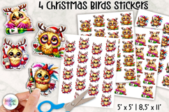 Funny Christmas Birds Stickers, Wine Lover Christmas Sticker Product Image 1