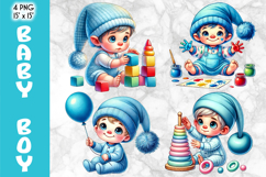 Baby Boy Gnome PNG, Baby Shower Art, Cute Nursery Clipart Product Image 1