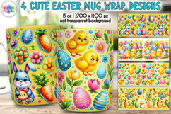 Easter Mug Wrap, Spring Mug Wrap, Easter Bunny, Cute Chick Product Image 1
