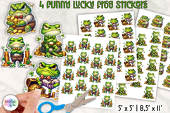Funny Lucky Frog Stickers, St Patrick’s Day Cartoon Frog PNG Product Image 1