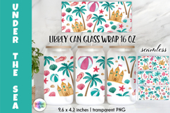 Beach Ocean Libbey Glass Wrap PNG 16oz Sublimation Product Image 5