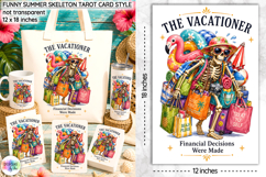 Funny Summer Skeleton Sublimation, Vacationer Tarot Card PNG Product Image 1