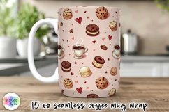 Coffee Lover Mug Wrap Sublimation, Coffee and Cookies Patter Product Image 1