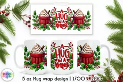 Cozy Winter Mug Wrap Design | A Hug in a Mug Coffee Mug Wrap Product Image 1