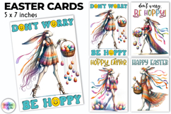 Easter Bunny Greeting Cards Cute Boho Printable, Hippie PNG Product Image 1