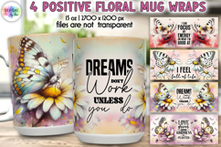 Positive Floral Mug Wrap Designs, Inspirational Quotes Print Product Image 1