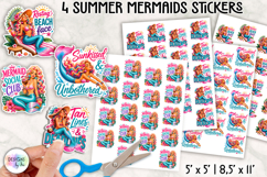 Summer Mermaid Stickers PNG, Tropical Planner Stickers Product Image 1