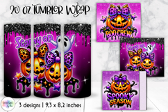 Halloween Tumbler Wraps, Boo Crew Pumpkin Skinny Tumbler Product Image 1