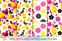 Vibrant Lemon Seamless Patterns, Neon Citrus Digital Paper Product Image 1
