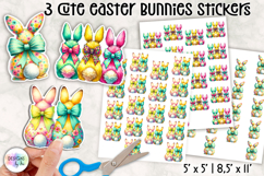 Cute Easter Bunny Stickers, Colorful Bow Bunnies Product Image 1